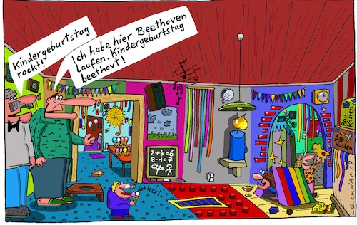 Cartoon: Musik (medium) by Leichnam tagged musik,beethoven,klassik,rock,kindergeburtstag,leichnam,leichnamcartoon,beschallung,lautsprecher,noten