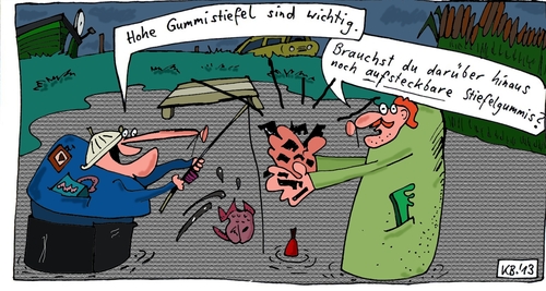 Cartoon: Naturprodukt (medium) by Leichnam tagged naturprodukt,gummi,stiefel,wasser,angeln,fische,teich,tümpel,see,aufstecken,würmer