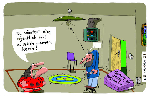 Cartoon: Ohne Titel (medium) by Leichnam tagged titel,leichnam,leichnamcartoon,lampe,sprungfedern,schuhe,defekt,auswechslung,springen