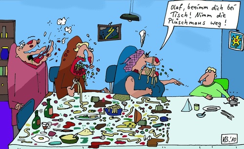Cartoon: Olaf (medium) by Leichnam tagged olaf,bei,tisch,familie,plüschmaus,benimm,mittagessen