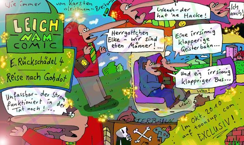Cartoon: Rückschädel-Annonce (medium) by Leichnam tagged rückschädel,comic,gohdot,reise,geisterbahn