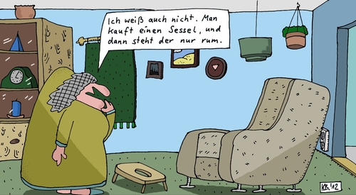 Cartoon: Seufz (medium) by Leichnam tagged seufz,sessel,wohnungseinrichtung,melancholie,hausfrau