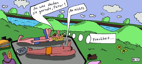 Cartoon: Strandwiese (medium) by Leichnam tagged strandwiese,peter,an,nichts,denken,frechheit,frauen