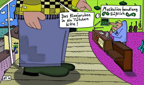 Cartoon: Süßlich (medium) by Leichnam tagged süßlich,klavier,tüte,tütchen,musikinstrumente,ladengeschäft,riese