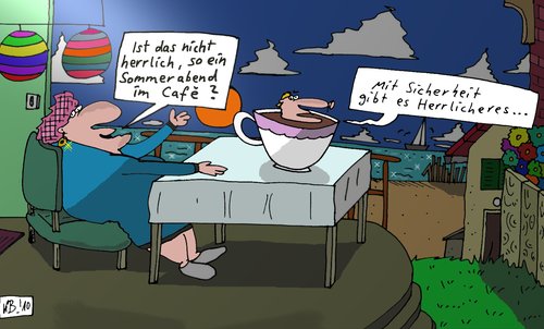 Cartoon: Tagesausklang (medium) by Leichnam tagged tagesausklang,sommerabend,cafe,urlaub