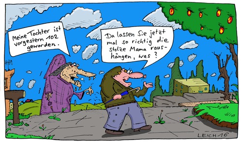 Cartoon: Tochter (medium) by Leichnam tagged tochter,102,stolze,mama,alte,frau,hohes,alter