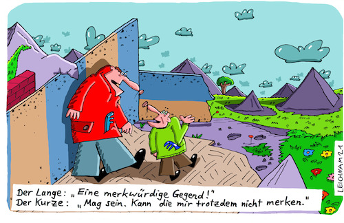 Cartoon: Unterwegs (medium) by Leichnam tagged unterwegs,leichnam,leichnamcartoon,gegend,kurz,lang,landschaft,merkwürdig,merken,vergesslich