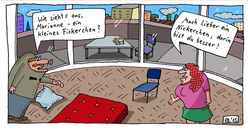 Cartoon: Wie siehts aus? (medium) by Leichnam tagged erotik,aus,siehts,wie,marianne,vorschlag,abnicken,schlafen,fickerchen