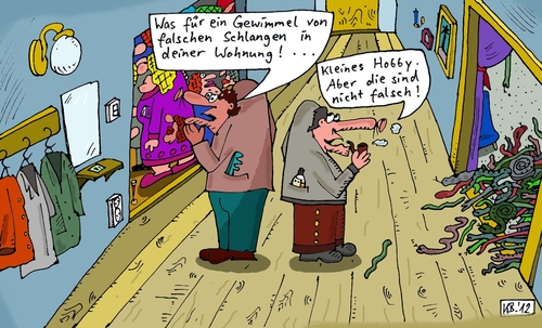 Cartoon: Wohnung (medium) by Leichnam tagged wohnung,falsche,schlangen,hobby,frauen,tiere,reptilien,lurche