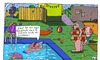 Cartoon: Schwimmspaß (small) by Leichnam tagged schwimmspaß,handtuch,abtrocknen,sommer,sonne,freibad,hitze,urlaub,freizeit,plantschen,wasser