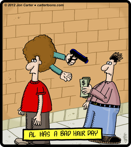 Cartoon: Bad Hair (medium) by cartertoons tagged hair,style,crime,police,robbery,hair,style,crime,police,robbery
