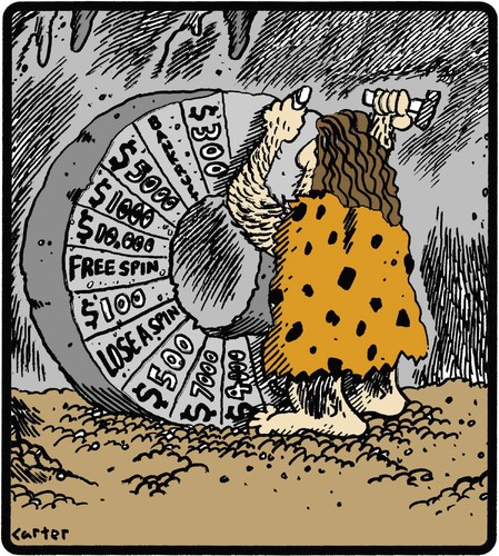 Cartoon: Caveman Wheel of Fortune (medium) by cartertoons tagged cavemen,prehistoric,wheel,games,game,shows,fortune,cave,cavemen,prehistoric,wheel,games,game,shows,fortune,cave