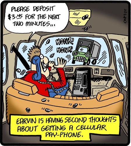 Cartoon: Cellular Payphone (medium) by cartertoons tagged cell,phone,smartphone,pay,car,cars,automobiles,change,money,driving,safety,cell,phone,smartphone,pay,car,cars,automobiles,change,money,driving,safety