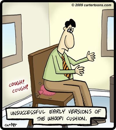 Cartoon: Early Whoopee Cushion (medium) by cartertoons tagged whoopie,whoopee,whoopi,cushion,fart,prank,joke