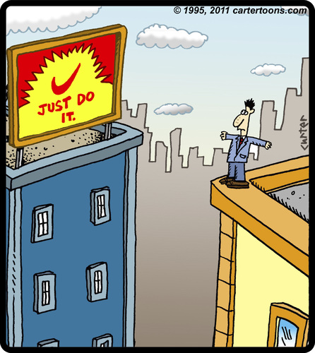 Cartoon: Just Do It. (medium) by cartertoons tagged nike,nikey,suicide,buildings,billboard,city