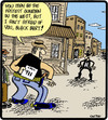 Cartoon: 911 Cowboy (small) by cartertoons tagged cowboys,wild,west,shoot,out,historic,911,emergencies,scared