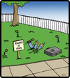 Cartoon: Attack Yard (small) by cartertoons tagged yard,grass,lawn,surreal,signs,postings,eating,horror