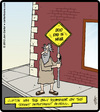 Cartoon: Doomsayer Employee (small) by cartertoons tagged doomsayers,signs,city,municipality,urban,prophesy