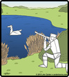 Cartoon: Origami Hunter (small) by cartertoons tagged origami,hunters,hunting,game,paper,swan,duck,wildlife,recreation,surreal
