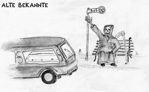 Cartoon: Alte bekannte (medium) by swenson tagged tod,auto,treffen