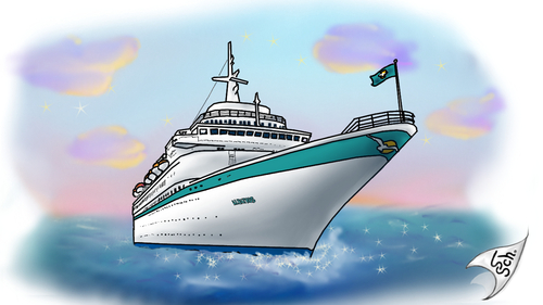 Cartoon: MS Albatros (medium) by swenson tagged ship,club,schiff,albatros,crouis,oceanliner,holliday,urlaub,luna,cara,bella