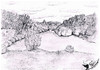 Cartoon: Marbach Stausee (small) by swenson tagged brücke landschaft marbach marbachstausee see stausee wasser wald