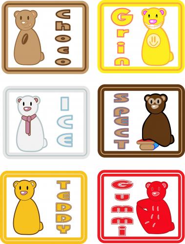 Cartoon: bärchen charaktere (medium) by Fubuki tagged bear,bär,gumibärchen,brille,buch,teddy,grinsen,fröhlich,schokolade,eis,ice,choclate,gummi,spectacles