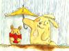 Cartoon: Protect You (small) by Fubuki tagged hase bunny regen rain umbrella regenschirm beschützen protect small big klein groß
