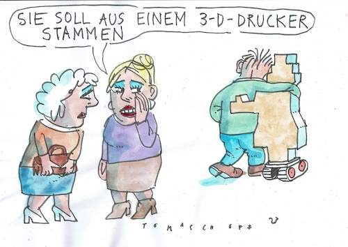 Cartoon: 3D (medium) by Jan Tomaschoff tagged partnerin,3d,drucker,partnerin,3d,drucker