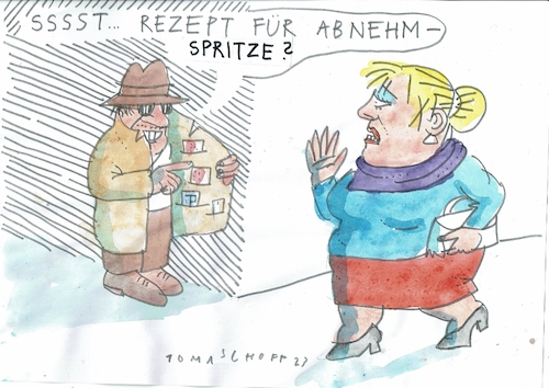 Cartoon: Abnehmspritze (medium) by Jan Tomaschoff tagged übergewicht,abnehmen,spritze,übergewicht,abnehmen,spritze