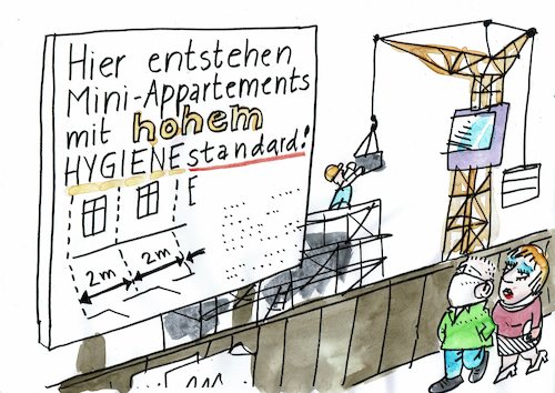 Cartoon: Abstand (medium) by Jan Tomaschoff tagged wohnungsnot,miniappartements,hygiene,abstand,wohnungsnot,miniappartements,hygiene,abstand