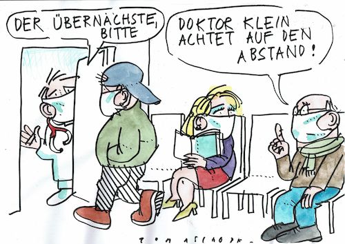 Cartoon: Abstand (medium) by Jan Tomaschoff tagged corona,pandemie,abstand,corona,pandemie,abstand