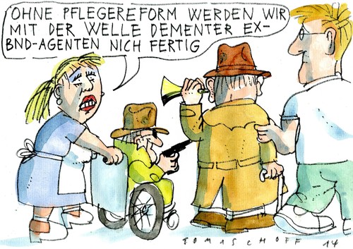 Cartoon: Agenten (medium) by Jan Tomaschoff tagged spione,geheimdienste,demenz,spione,geheimdienste,demenz