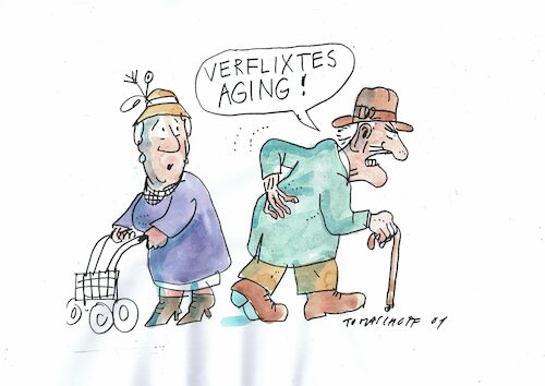Cartoon: Aging (medium) by Jan Tomaschoff tagged alter,gesundheit,rücken,alter,gesundheit,rücken
