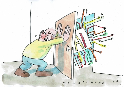 Cartoon: AI (medium) by Jan Tomaschoff tagged künstliche,intelligenz,angst,künstliche,intelligenz,angst