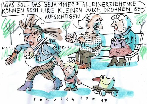Cartoon: alleinerziehend (medium) by Jan Tomaschoff tagged alleinerziehende,egoismus,alleinerziehende,egoismus