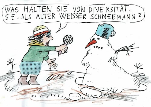 Cartoon: alt und weiß (medium) by Jan Tomaschoff tagged diversität,männer,hautfarbe,diversität,männer,hautfarbe