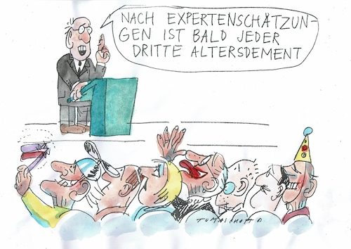 Cartoon: Altersdemenz (medium) by Jan Tomaschoff tagged alter,demenz,demografie,alter,demenz,demografie