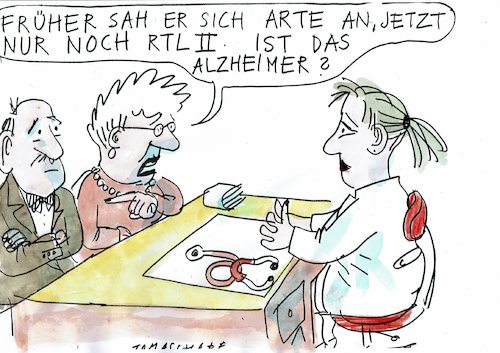 Cartoon: Alzheimer (medium) by Jan Tomaschoff tagged demenz,intelligenz,alter,demenz,intelligenz,alter