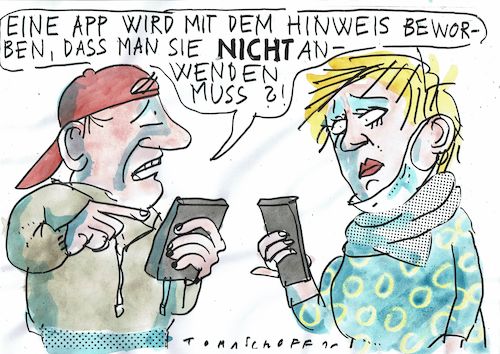 Cartoon: App (medium) by Jan Tomaschoff tagged corona,datenschutz,app,corona,datenschutz,app
