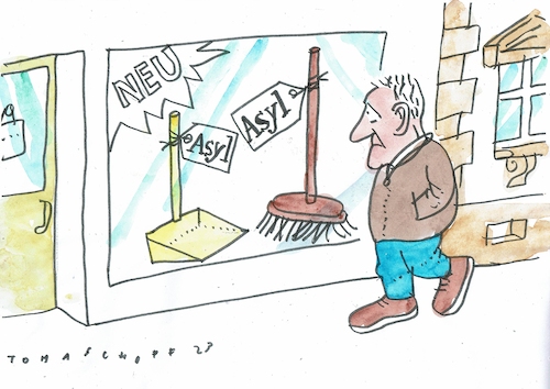 Cartoon: Asyl (medium) by Jan Tomaschoff tagged einwanderung,arbeit,asyl,einwanderung,arbeit,asyl