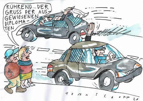 Cartoon: Austausch (medium) by Jan Tomaschoff tagged diplomaten,spione,ausweisung,diplomaten,spione,ausweisung
