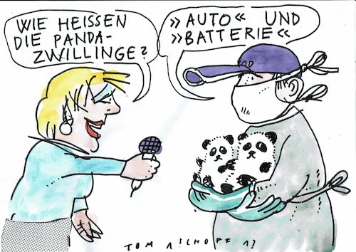 Cartoon: Autobatterie (medium) by Jan Tomaschoff tagged autos,eautos,china,batterien,autos,eautos,china,batterien