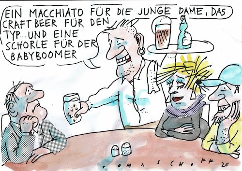 Cartoon: Babyboomer (medium) by Jan Tomaschoff tagged jugend,alter,generationen,jugend,alter,generationen