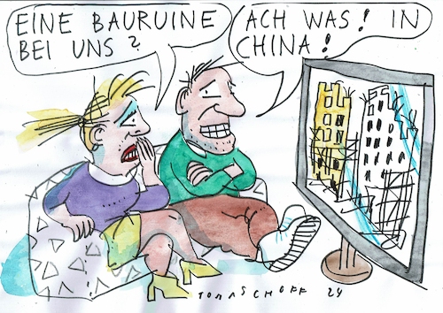 Cartoon: Bauruine (medium) by Jan Tomaschoff tagged bau,pleiten,deutschland,china,bau,pleiten,deutschland,china
