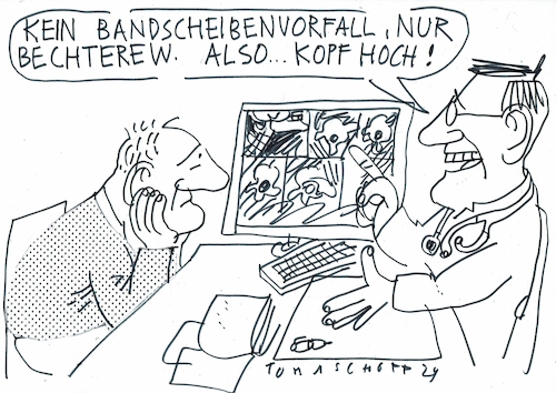 Cartoon: Bechterew (medium) by Jan Tomaschoff tagged gesundheit,wirbelsäule,bechterew,gesundheit,wirbelsäule,bechterew