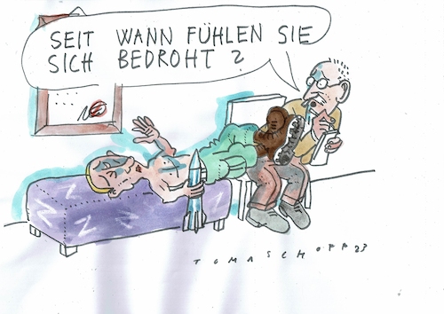Cartoon: bedroht (medium) by Jan Tomaschoff tagged putin,russland,fake,news,putin,russland,fake,news