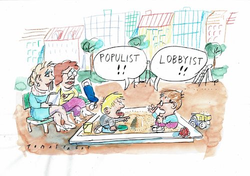 Cartoon: Beschimpfung (medium) by Jan Tomaschoff tagged populismus,lobbyismus,interessen,populismus,lobbyismus,interessen