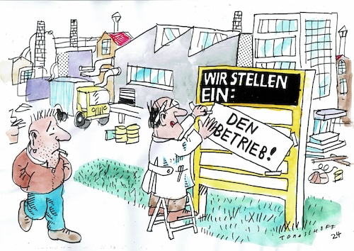 Cartoon: Betriebsschließung (medium) by Jan Tomaschoff tagged wirtschaft,flaute,krise,wirtschaft,flaute,krise