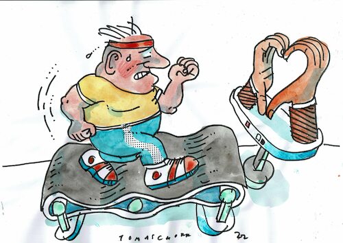 Cartoon: Bewegung (medium) by Jan Tomaschoff tagged gesundheit,bwewegung,herz,kreislauf,gesundheit,bwewegung,herz,kreislauf